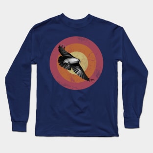 Raven Flight - retro style illustration in red tones Long Sleeve T-Shirt